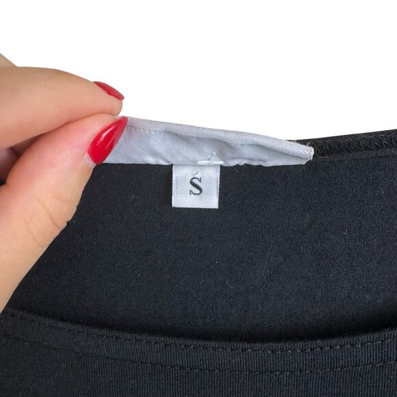 Bryn Walker Soft Organic Cotton Round Neck Long Sleeve Flowy Black Tunic - Picture 11 of 13